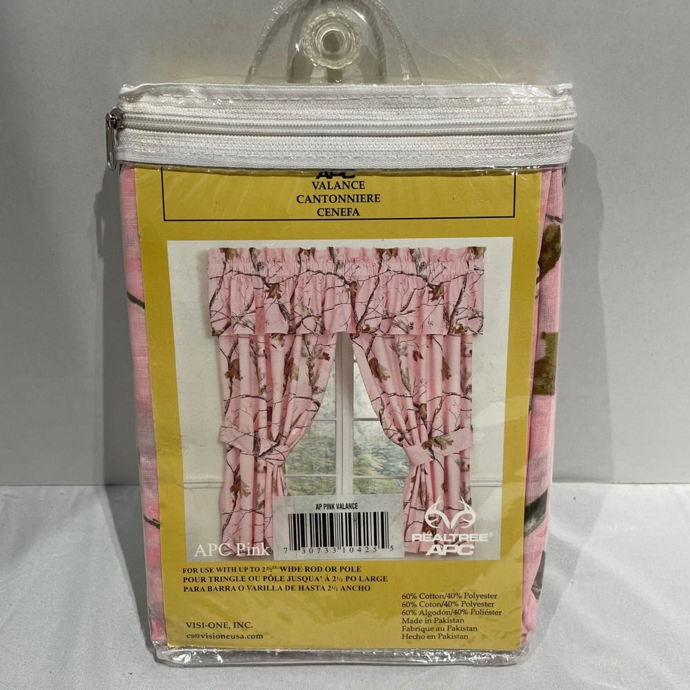 Realtree APC Pink Camo Valance‎ Window Treatment 88x15 New Camouflage Pink